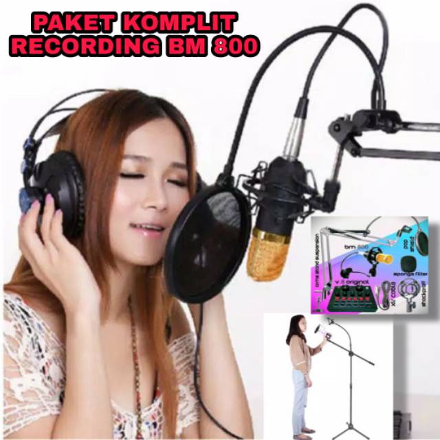 PAKET LENGKAP HOME RECORDING BM 800 SOUNDCARD MIXER V8 MIC