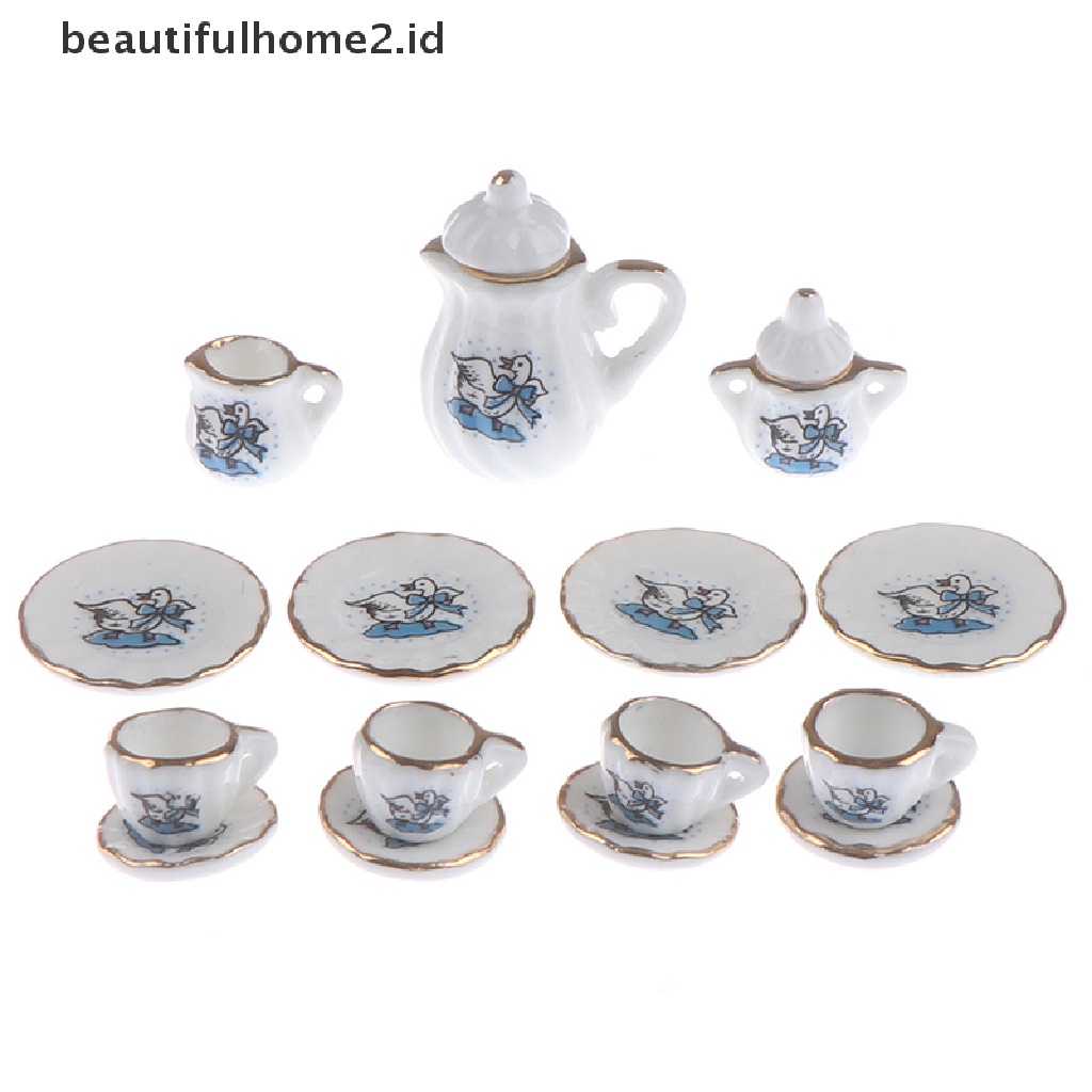 (Beautifulhome2.Id) 15pcs / Set Mainan Miniatur Cangkir Teh Porselen Bahan Keramik Untuk Aksesoris Rumah Boneka 1: 12