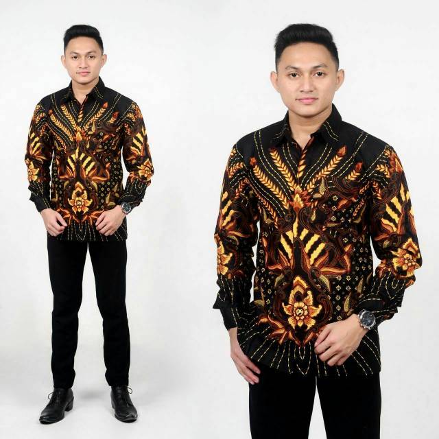 Kemeja Batik Pria PPBTK07 Modern Lengan Panjang Casual Modis Trendy masa kini M L XL ASLI PEKALONGAN