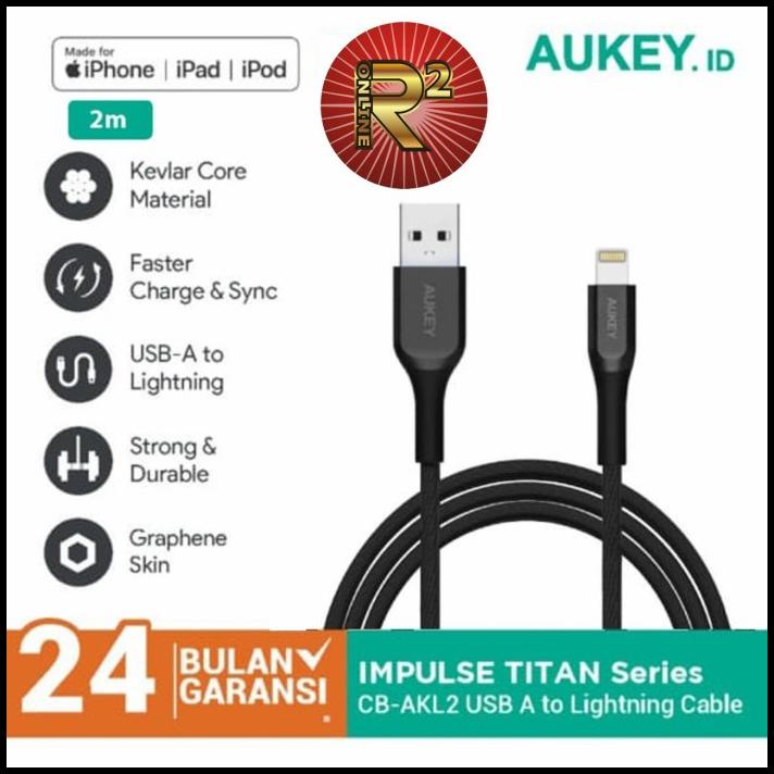 Aukey Cb-Akl2 Kabel Charger Iphone Mfi Usb A To Lightning 2M Original