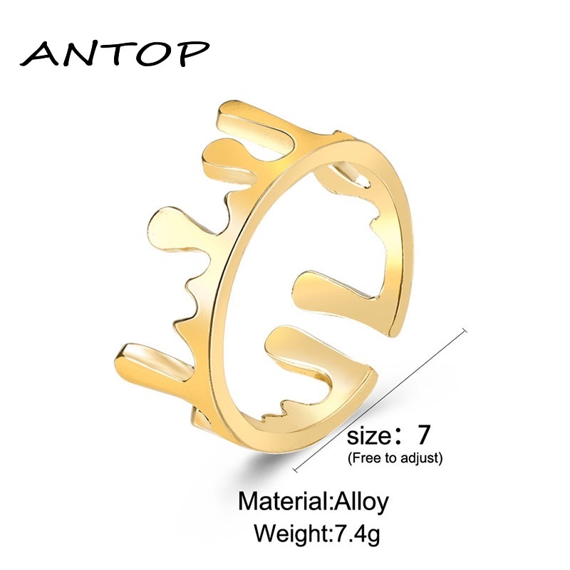 Fashion Sederhana Tidak Teratur Mahkota Cincin Pembukaan Adjustable Temperamen Cincin Wanita Perhiasan Aksesoris ANTOP