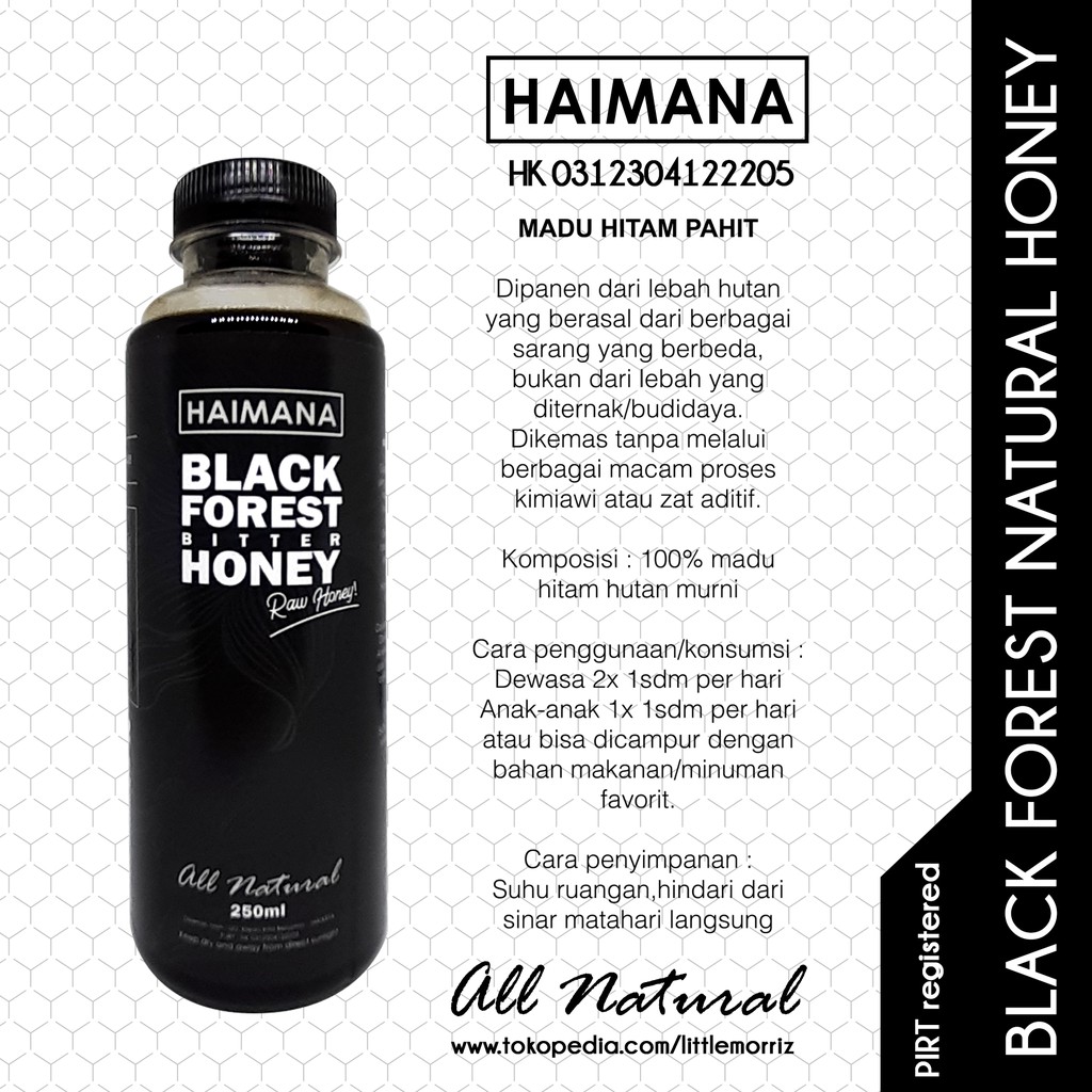 

Black Forest Bitter Honey / Madu Hitam Pahit | Haimana 250ml