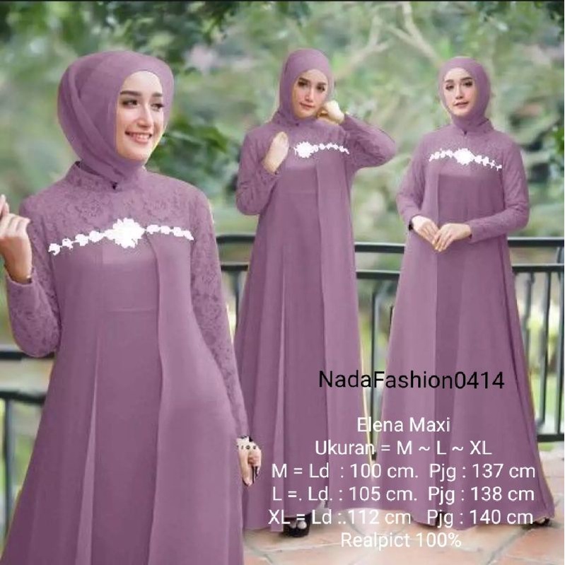 Gamis Elena Terbaru (Ukuran M~L~XL )Barukat Kondangan / Long Dress / Gamis Pesta /