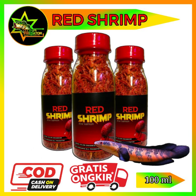 Udang Kering Red Shrimp Kemasan Botol 100 ml Pakan ikan Predator