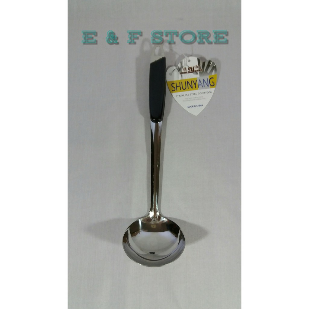 SENDOK SAYUR / EROS STAINLESS KECIL GAGANG PLASTIK HITAM