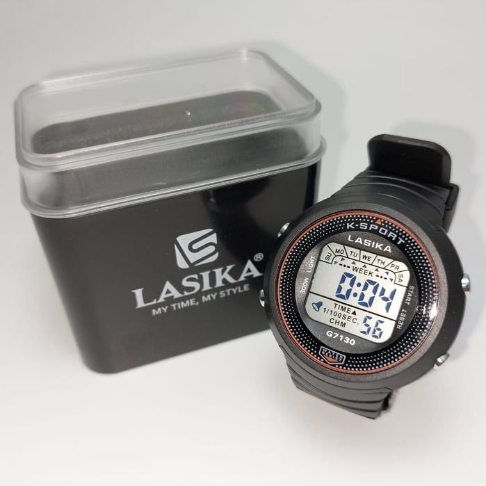 Jam Tangan Lasika Free Box Digital Sporty Type 7130 Layar Putih Anti Air