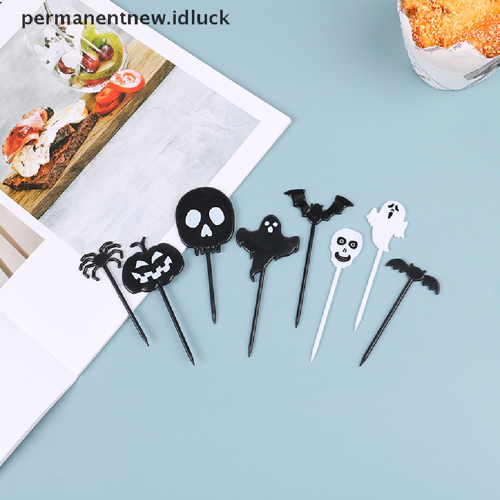 10 Pcs Tusuk Gigi Buah Bahan Plastik Motif Kartun Untuk Dekorasi Pesta Halloween