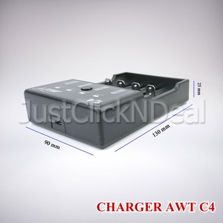 Authentic AWT C4 Charger 4 Slot Baterai 18650 Fast