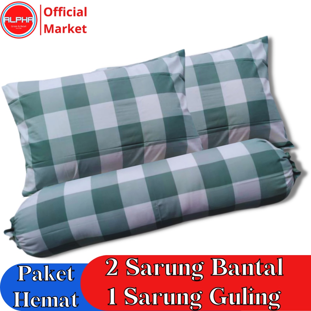 sarung bantal guling 1set murah motif aesthetic emily kotak tosca polos bahan katun disperse warna tidak luntur