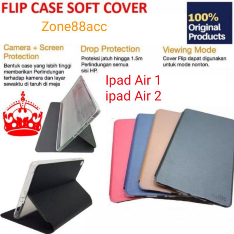 Sarung Ipad Air 1 2 Air1 Air2 Leather Flip Folio Book Cover Case Casing Smartcase UME