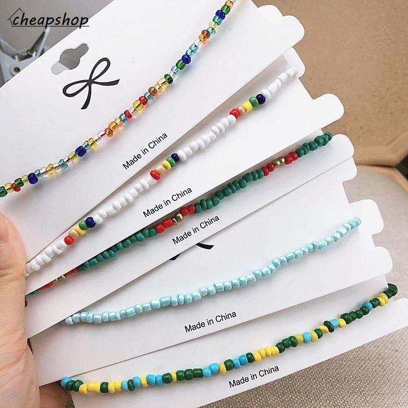 IFYOU Korean Fashion Beaded Necklace Colorful Ethnic Style Choker Women Jewelry Accessories Gift