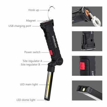 Worklight Senter COB Magnetic LED 2000 Lumens / Senter Cob Usb Senter Led Cob Magnetic / Senter Kerja Magnet Led Senter 2000 Lumens Outdoor / Senter Magnet Kerja Senter Magnetic Led Cob 2000 Lumens / Senter Led Kerja Murah Berkualitas Terang Jarak Jauh