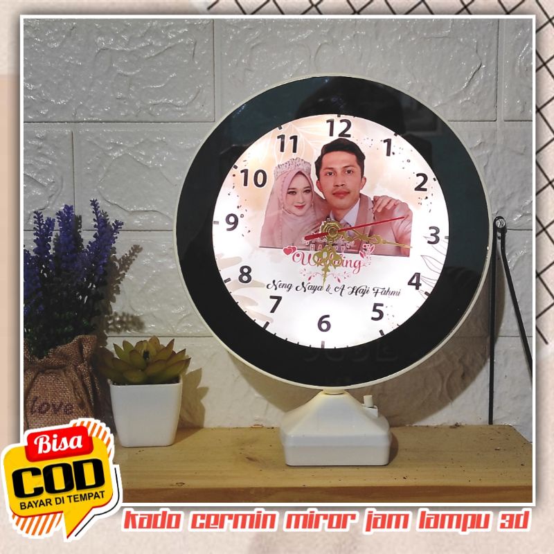 Kado unik cermin ajaib mirror jam 3d free kabel Usb