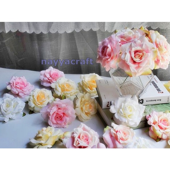 Kepala Bunga Mawar kelopak Mawar Artificial Rose Jumbo Dekorasi non Tangkai