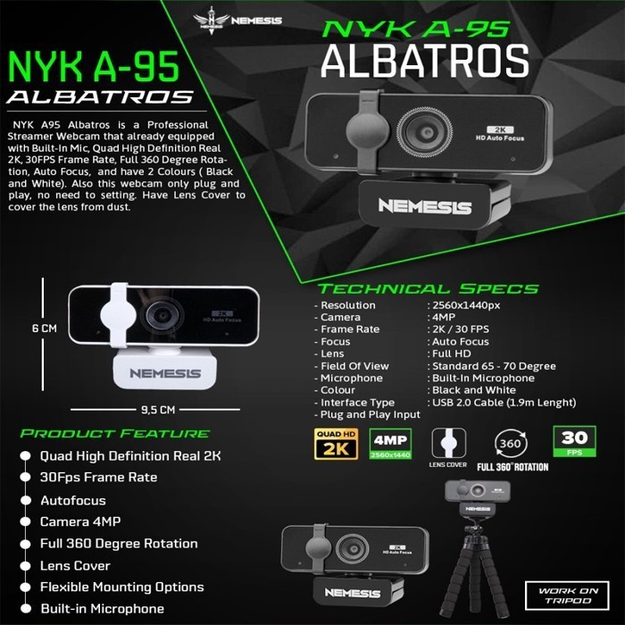 NYK A95 / A 95 Albatros QHD with 2k Resolution Webcam