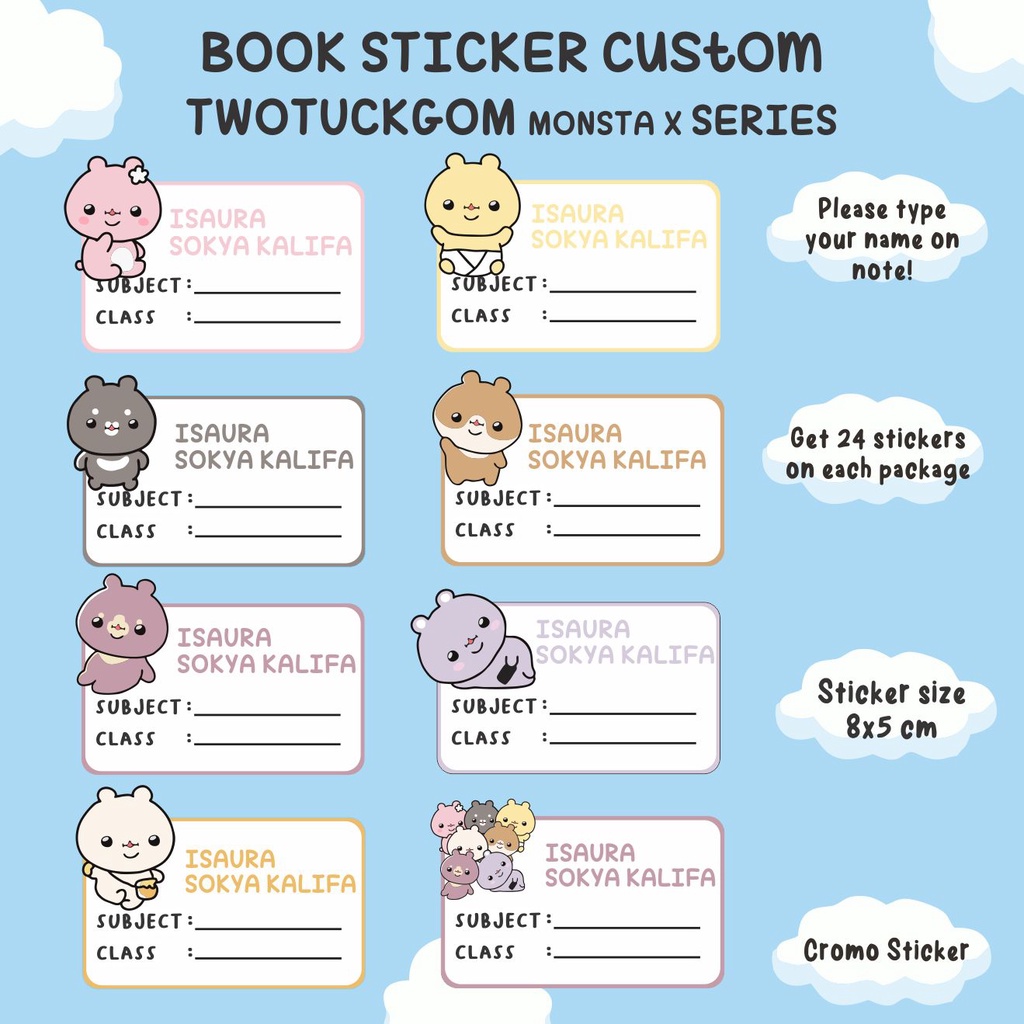 

TWOTUCKGOM MONSTA X STICKER BUKU CUSTOM
