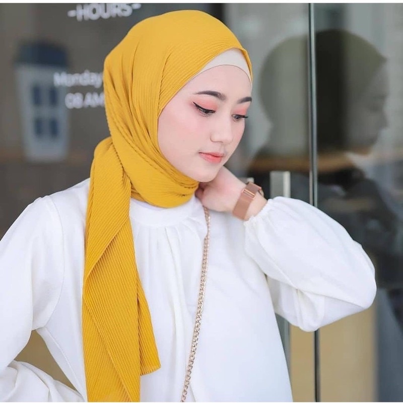 PREMIUM pashmina plisket full (tanpa lipatan tengah) hijab havana muslimah-7