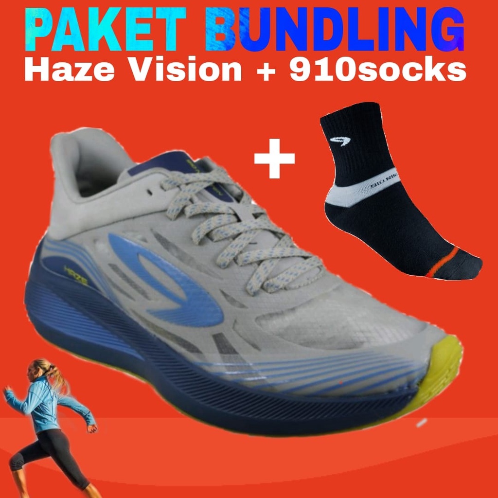Bundling HAZE VISION Abu Biru Kuning + 910Socks Hitam Orange