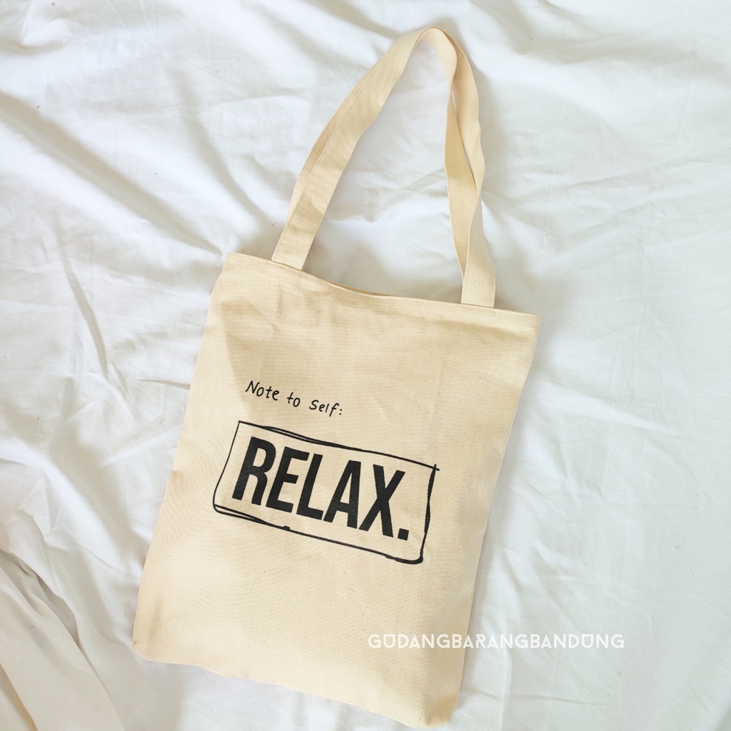 Totebag wanita kanvas resleting design Relax Broken White