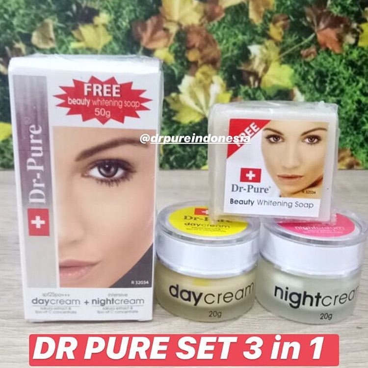 Paket DR PURE (Day Cream dan Night Cream, Free Beauty Whiteng Soap)