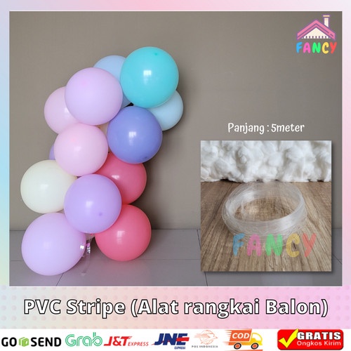 Stripe Balon Garland / Pvc Transparan Stripe Tape alat rangkai Balon Dekor 5m