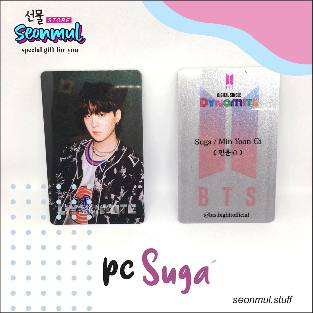 READY STOCK PHOTOCARD BTS DYNAMITE SILVER GLITTER (SUGA)