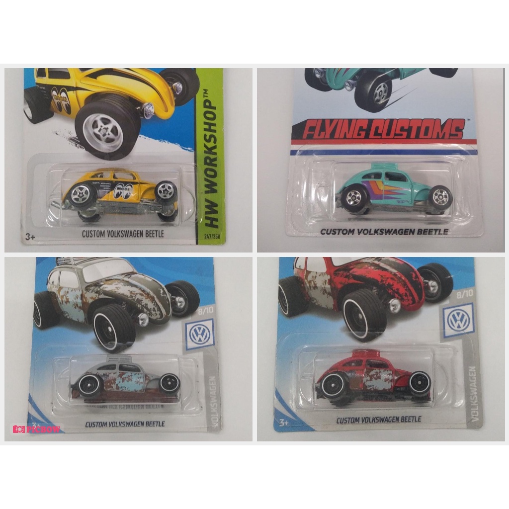 Diecast Hot Wheels CUSTOM VOLKSWAGEN BEETLE Merah Abu Silver Kuning Mooneyes Moon Eyes VW HW Flying Customs MIX A Hotwheels Mobil Mainan Anak