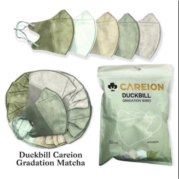 Duckbill CAREION Gradation Gradasi Warna Full Colour Series Nude Grey Shrimpink Matcha 4 ply Per Box isi 50pcs