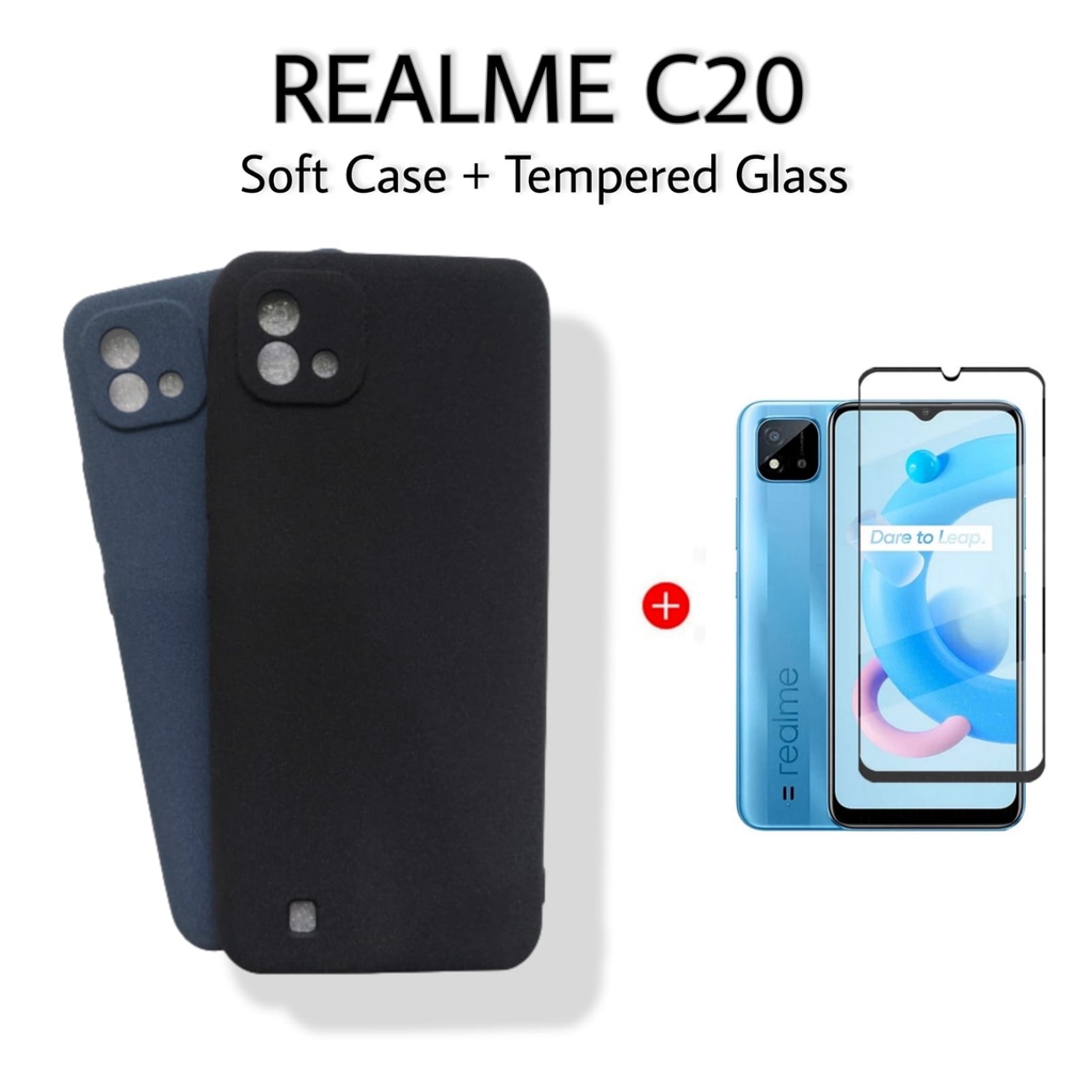 PROMO Case REALME C20  / REALME C11 2021 Soft Case Matte Sanstone Anti Fingerprint FREE Tempered Glass Layar Handphone Warna