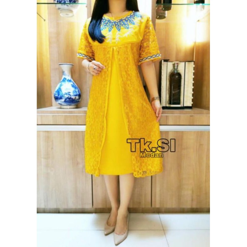 Dress Scuba Brukat Mutiara