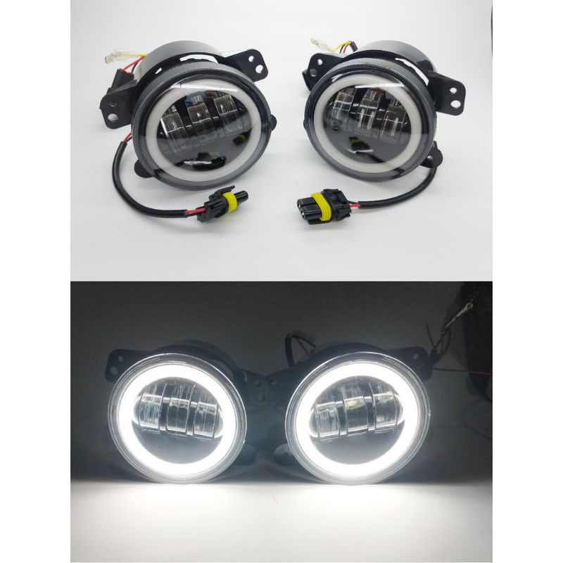 2pcs/sepasang LAMPU TEMBAK FOGLAMP JEEPRUBICON 3 LENSA LAMPU DAYMAKER MINI UK 4 INCH