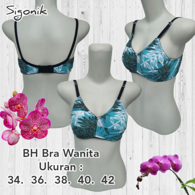 Bra BH Sport Wanita Tanpa Busa dan Kawat Motif JBT 34 36 38 40 42 Jumbo Big Size Cup Besar  Motif