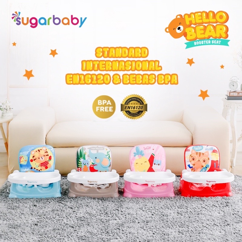 Sugar baby Hello Bear Booster Seat - Kursi Makan bayi FREE BUBBLE WRAP 2 LAPIS