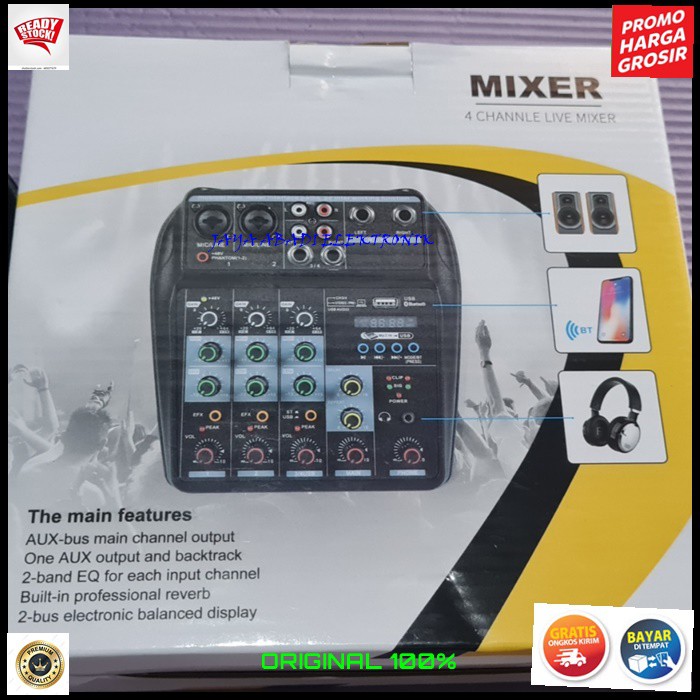 G559 ORIGINAL MIXER KARAOKE SOUNDBEST BLUETOOTH MIXING 4 CHANNEL USB BLUETOTH BLUETUT BLUTUT RECORDING PODCAST LIVE MUSIC MUSIK AUDIO SOUND SUARA ARTIS HEADSET HEADPHONE PREMIUM AUX EQ DC PRO PROFESIONAL DJ HIFI  BELI INI GK AKAN KECEWA BAGI YG SUKA NYANY