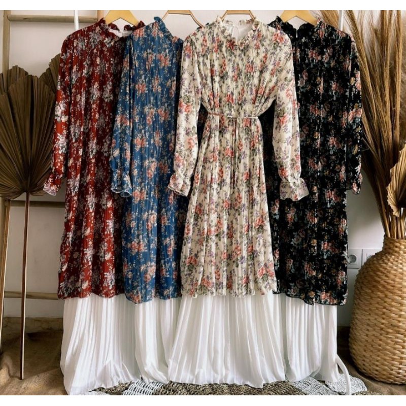 Dress Pleats Bkk / Gamis Import / Gamis Plisket
