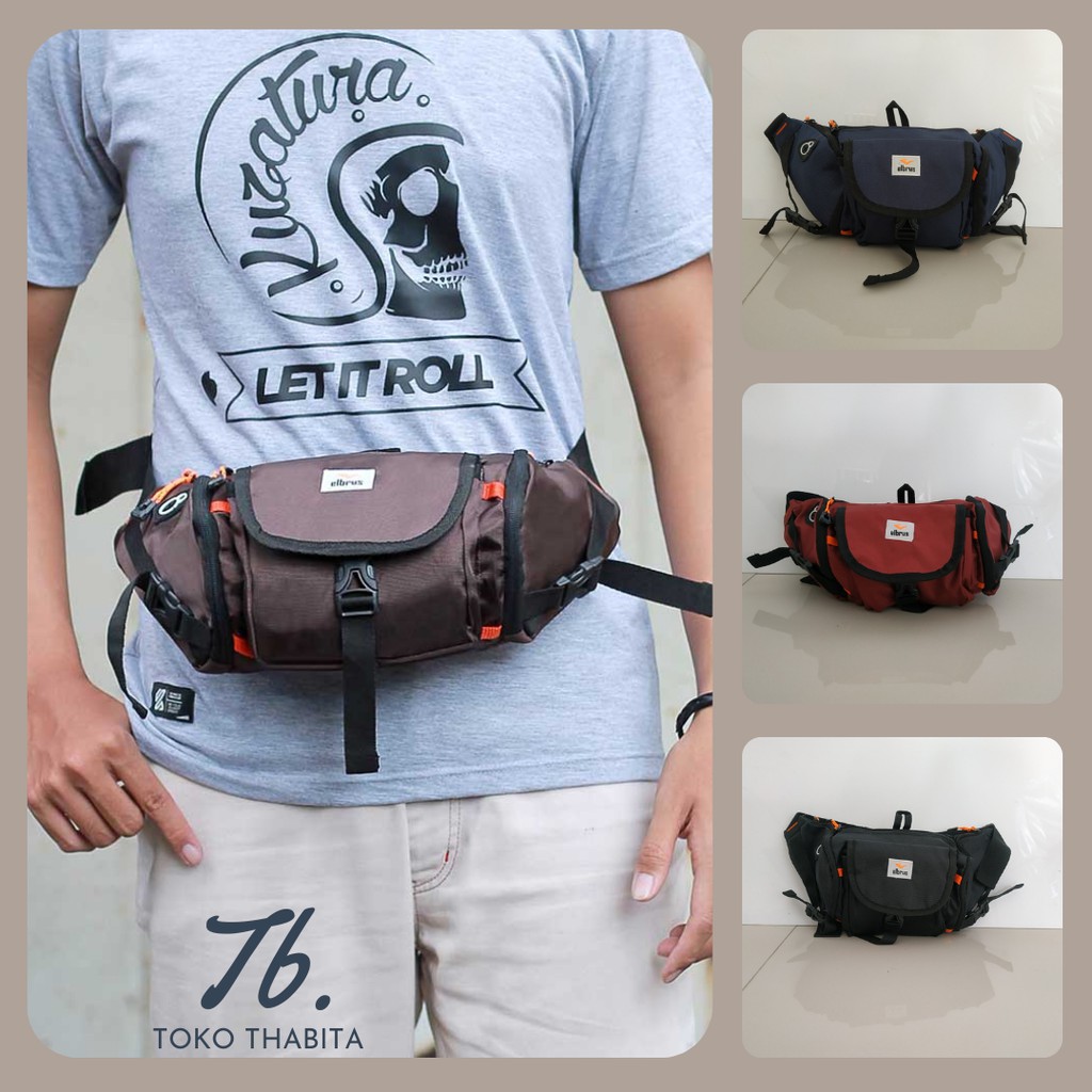 Tas Pinggang Pria Waistbag Casual Elbrus Original Waist Bag