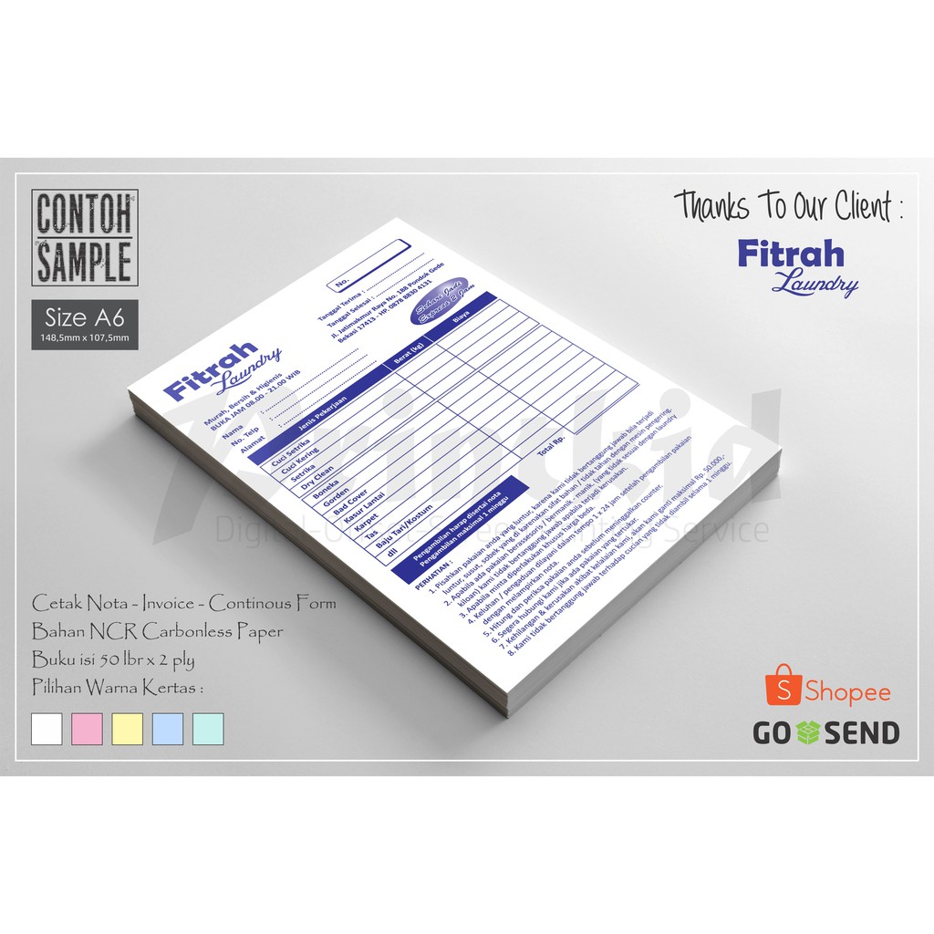 Cetak Notakwitansi Ukuran A6 2 Ply