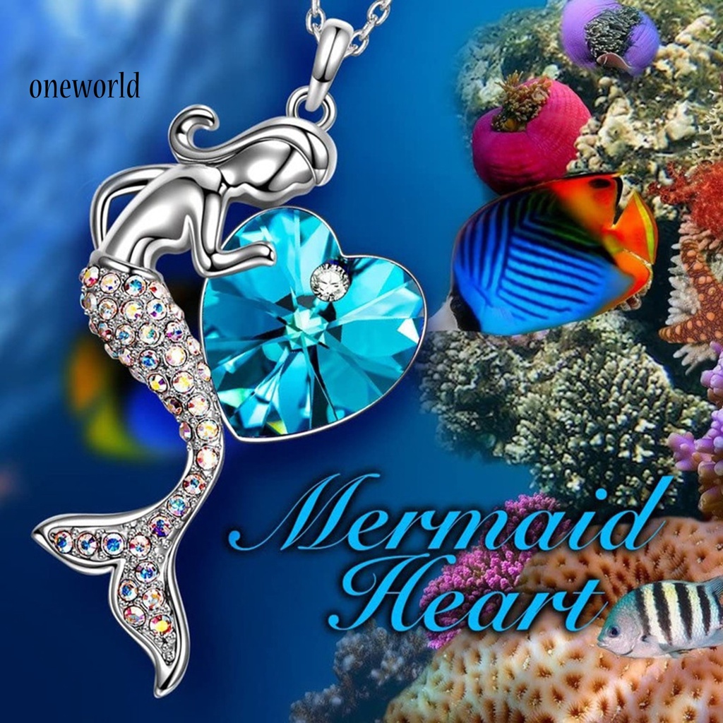 |Onwo Dress Mini Lengan Pendek Untuk Wanita| Kalung Klavikula Desain Hati Mermaid Aksen Kristal Imitasi Gaya Elegan Untuk Wanita