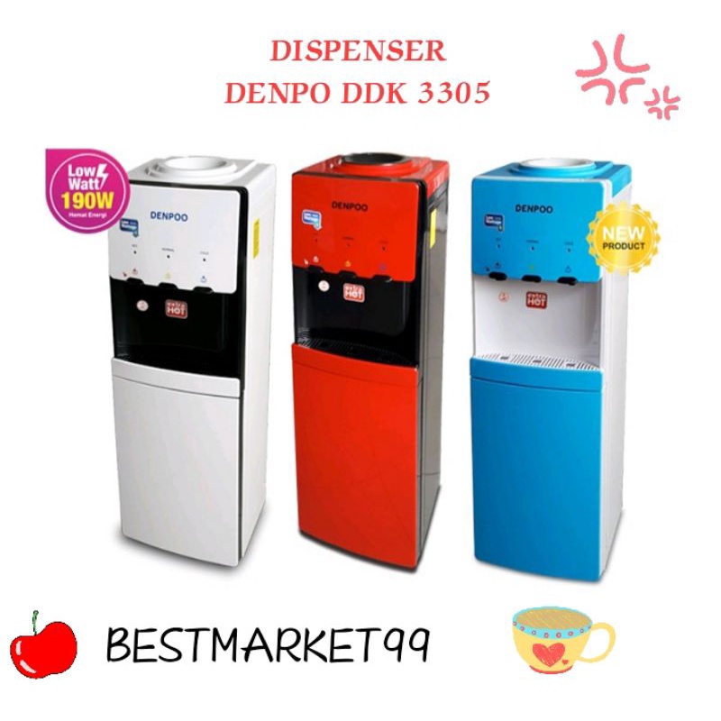 Promo Free Ongkir Dispenser DENPOO DDK 3305 Lowwatt Hot, Normal &amp; Cool Kompresor