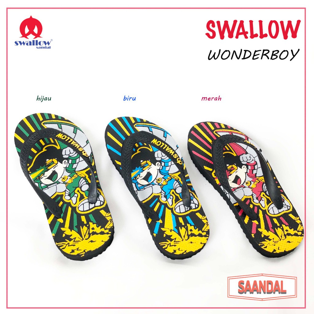 Sandal Jepit Anak Swallow Wonder Boy Wonderboy Anak Laki-laki superhero (BISA SATUAN)