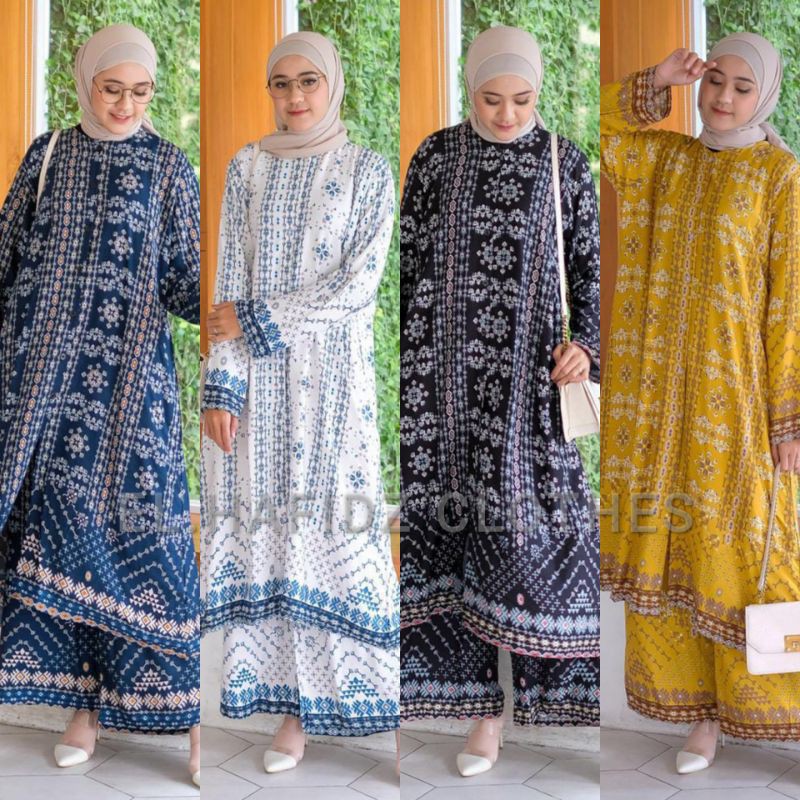 VENTE DAILY ETNIK ONE SET RAYON JUMBO MOTIF ABSTRAK / SETELAN WANITA LD 120 / STELAN LONG TUNIK
