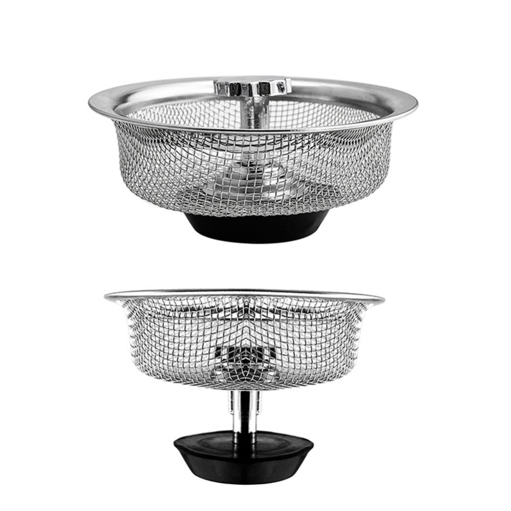 1 Pc Saringan Wastafel Bahan Stainless Steel Dengan Gagang Karet Anti Penyumbatan Untuk Dapur