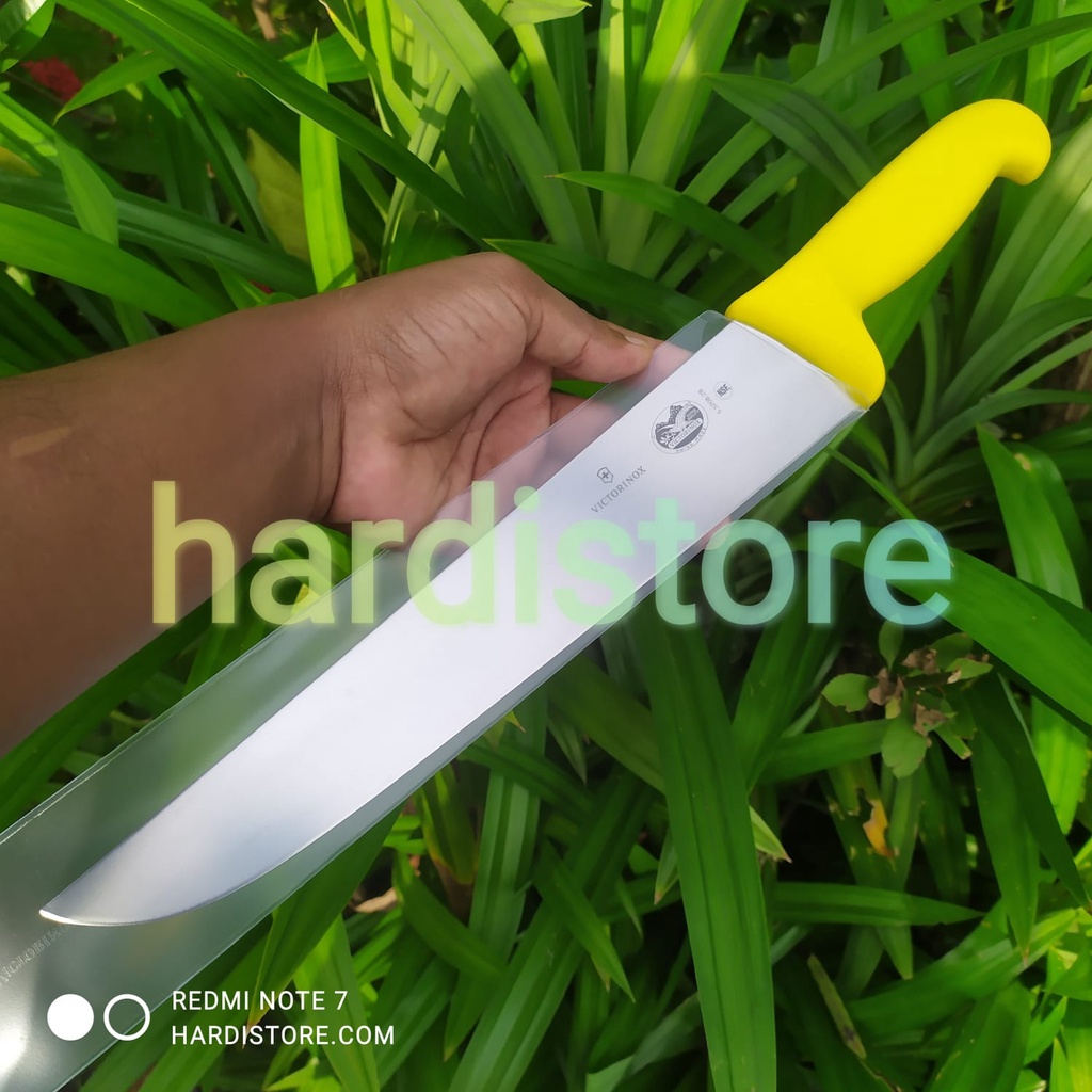 ID PISAU SEMBELIH LURUS 28 CM VICTORINOX BUTCHER KNIFE STRAIGHT 5.5208.28 YELLOW FIBROX HANDLE