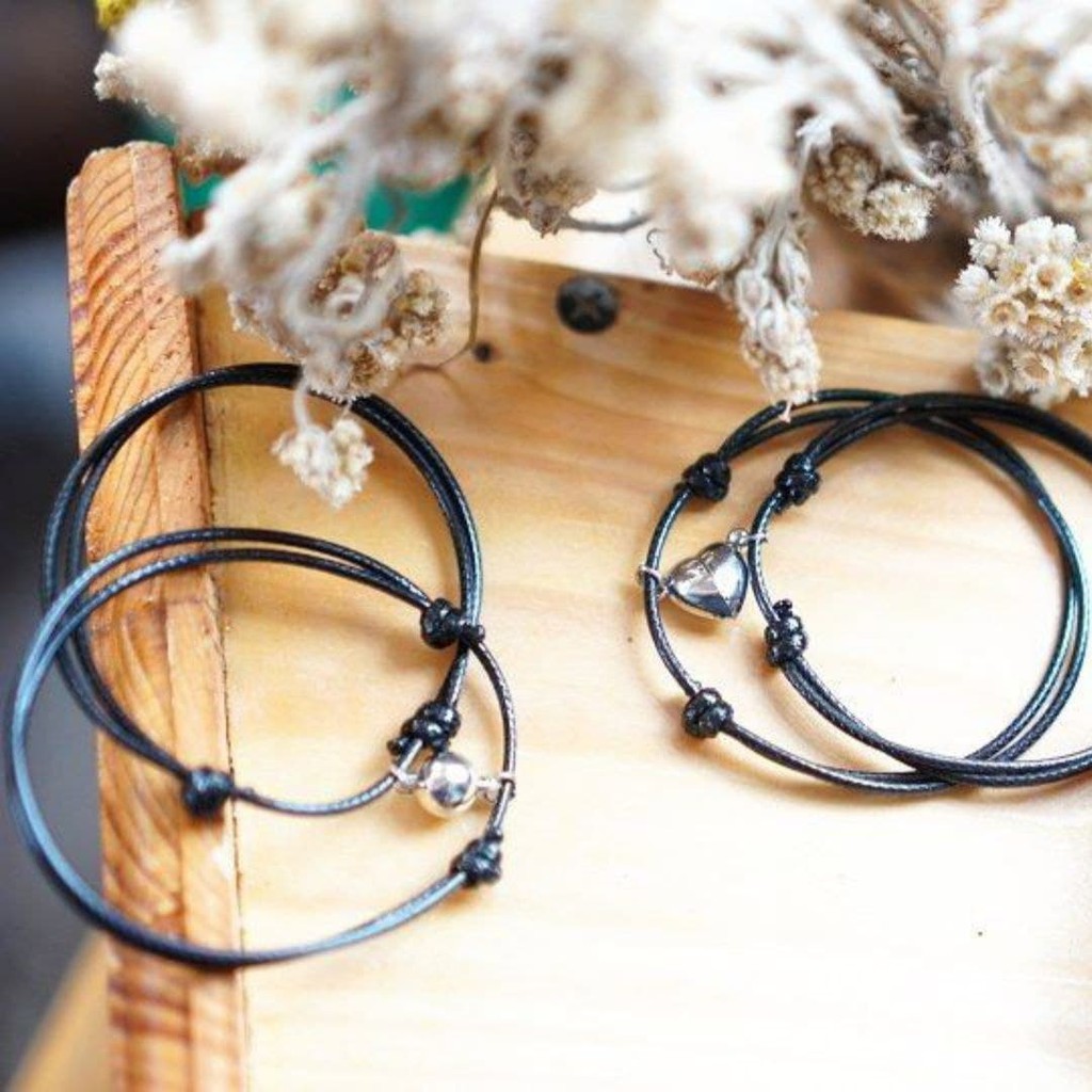 cod GELANG COUPLE POLOS MAGNET TALI ANTI AIR / GELANG MAGNETIC CLAPS COUPLE ( beli 10 free 1 pasang)-4