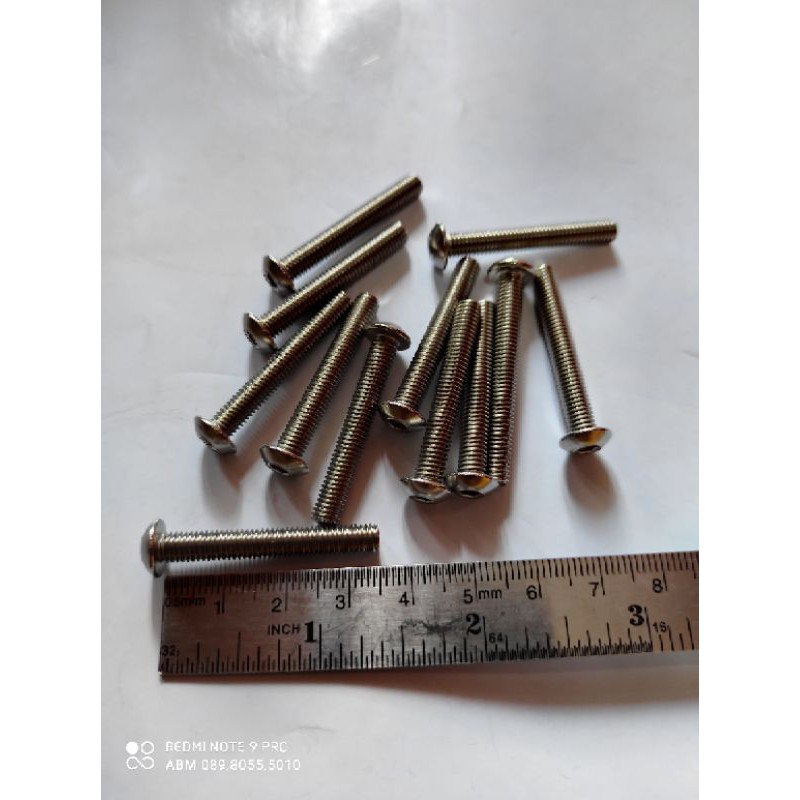 Baut L Stainless Button M10 x 35 atau Baut 14 Panjang 3.5cm