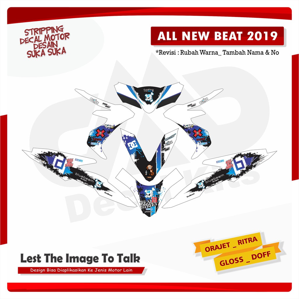 Jual Stiker Variasi Motor sticker Decal honda Beat Esp 2019 brace biru