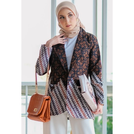 Sabrina blazer blazer batik kekinian full trikot batik kerja kantor