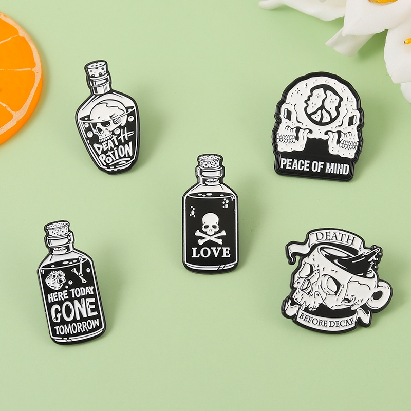 Bros Pin Enamel Bentuk Tengkorak Kimia 5 Gaya Punk Untuk Hadiah