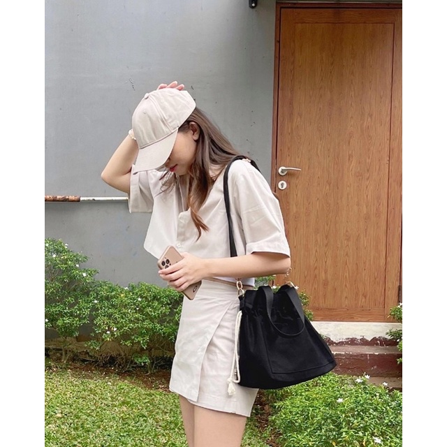 Areum Bag 아름 2in1 Canvas Bag Korea Sling Bag Tote bag Hand Bag Tas wanita lebaran hampers tas serut