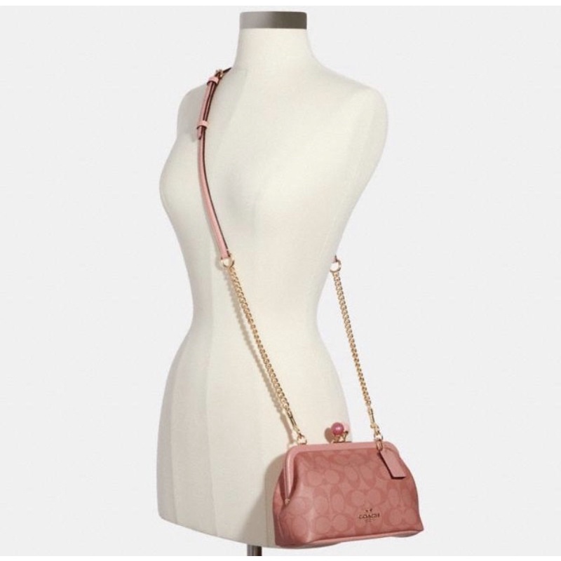 Coach Nora Kisslock Crossbody In Signature Canvas Candy Pink (C1452)